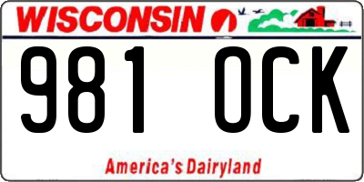 WI license plate 981OCK