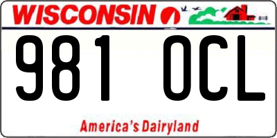 WI license plate 981OCL