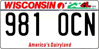 WI license plate 981OCN