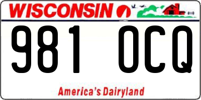WI license plate 981OCQ