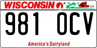 WI license plate 981OCV