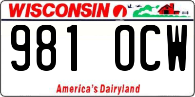 WI license plate 981OCW