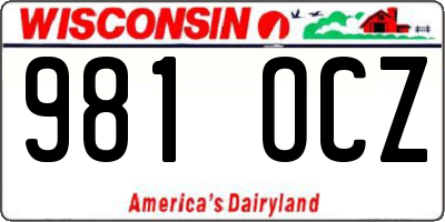 WI license plate 981OCZ