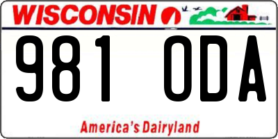 WI license plate 981ODA
