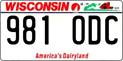 WI license plate 981ODC