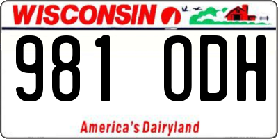WI license plate 981ODH