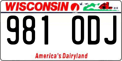 WI license plate 981ODJ
