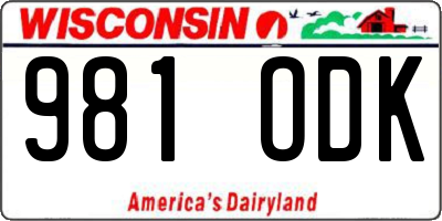 WI license plate 981ODK