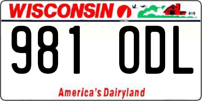 WI license plate 981ODL