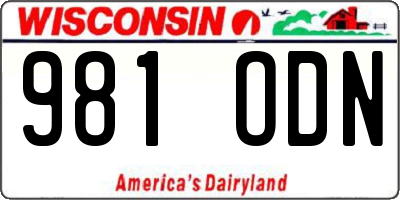 WI license plate 981ODN