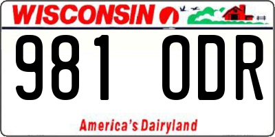 WI license plate 981ODR