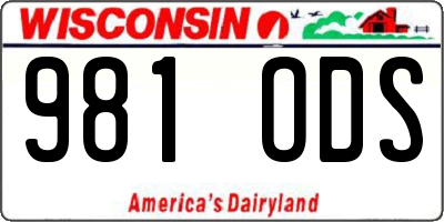 WI license plate 981ODS