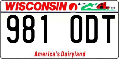 WI license plate 981ODT