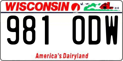 WI license plate 981ODW