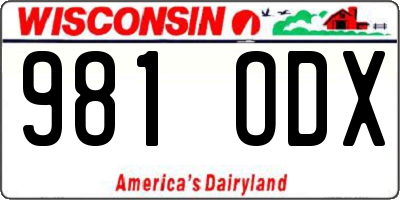 WI license plate 981ODX