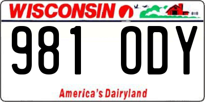 WI license plate 981ODY