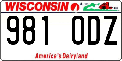 WI license plate 981ODZ