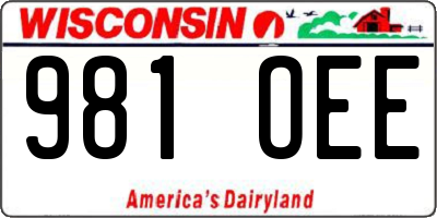 WI license plate 981OEE