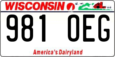 WI license plate 981OEG