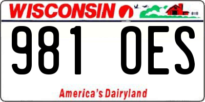 WI license plate 981OES