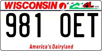 WI license plate 981OET