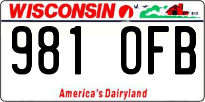 WI license plate 981OFB