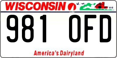 WI license plate 981OFD