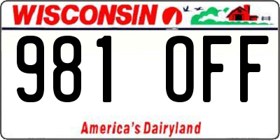 WI license plate 981OFF