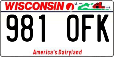 WI license plate 981OFK