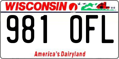 WI license plate 981OFL