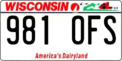 WI license plate 981OFS