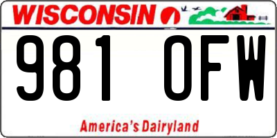 WI license plate 981OFW