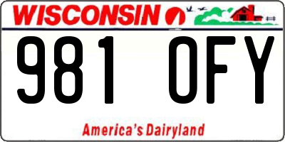 WI license plate 981OFY