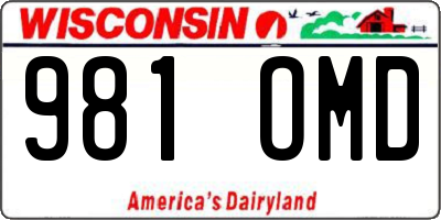 WI license plate 981OMD