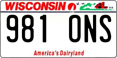 WI license plate 981ONS