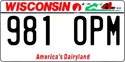 WI license plate 981OPM