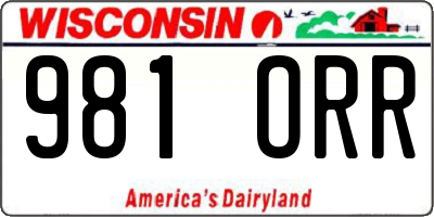 WI license plate 981ORR