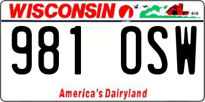 WI license plate 981OSW