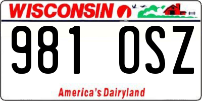 WI license plate 981OSZ