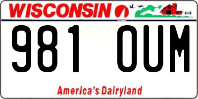 WI license plate 981OUM