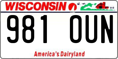 WI license plate 981OUN