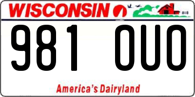 WI license plate 981OUO