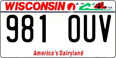 WI license plate 981OUV