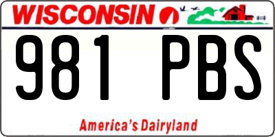 WI license plate 981PBS