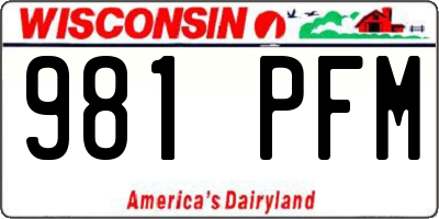 WI license plate 981PFM