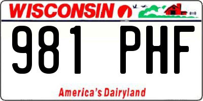 WI license plate 981PHF
