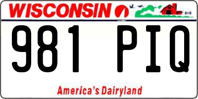 WI license plate 981PIQ