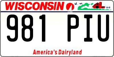 WI license plate 981PIU