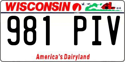WI license plate 981PIV