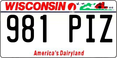 WI license plate 981PIZ